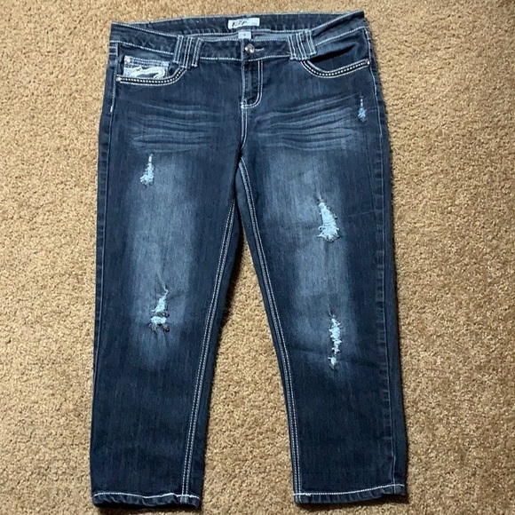 Women’s Klip distressed jeans Size 13 cropped - Picture 2 of 5